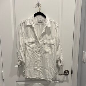 Babaton Cream and Black Striped Shirt